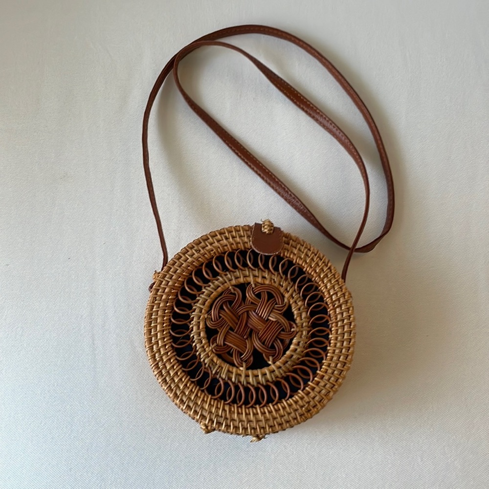 Handwoven round rattan bag